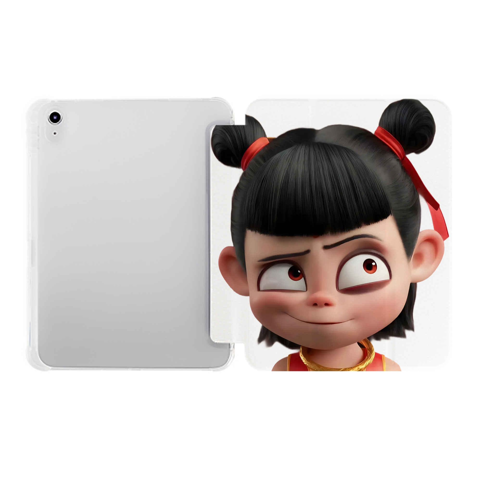（画像用） Ne Zha 2 ナタ 魔童の大暴れ IPad ケース ペン収納付き 三つ折りスタンド PUレザー×シリコン 対応機種9.5/10.5/10.9インチ